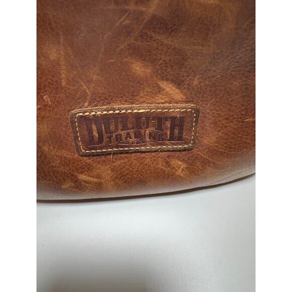 Vintage Duluth Trading Co Lifetime Brown Patina Leather Satchel Crossbody Bag - Picture 1 of 12
